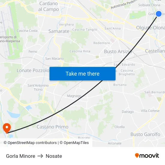 Gorla Minore to Nosate map