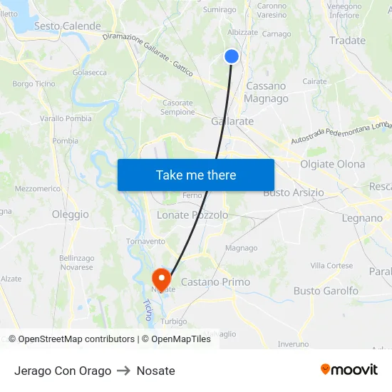 Jerago con Orago to Nosate map