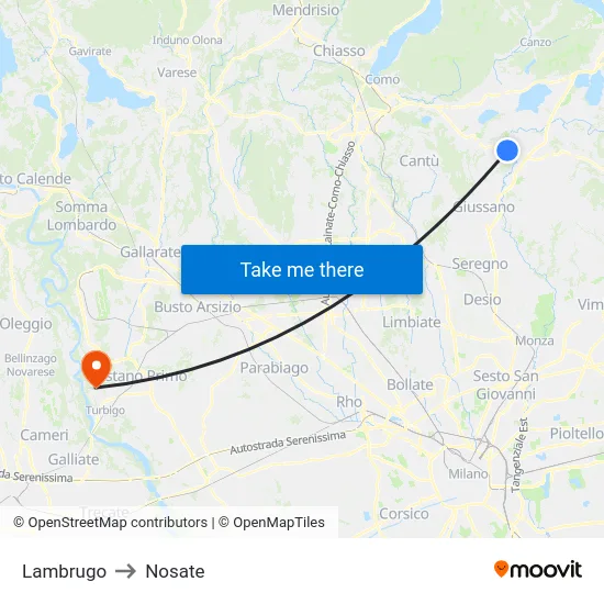 Lambrugo to Nosate map