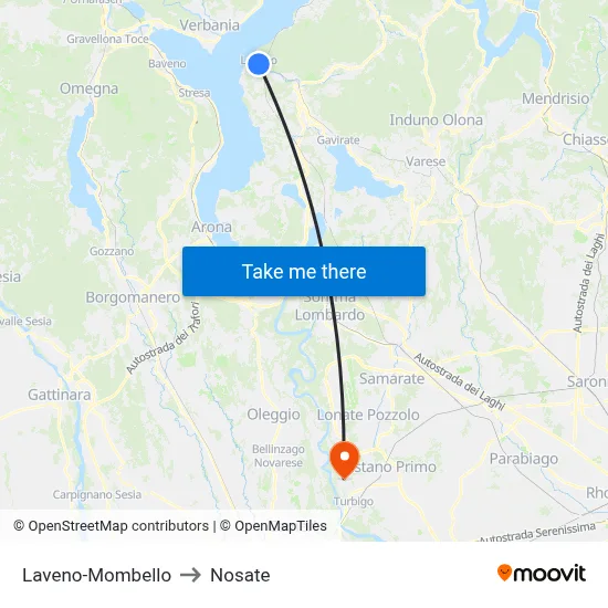 Laveno-Mombello to Nosate map
