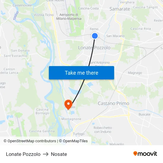 Lonate Pozzolo to Nosate map