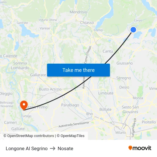 Longone Al Segrino to Nosate map