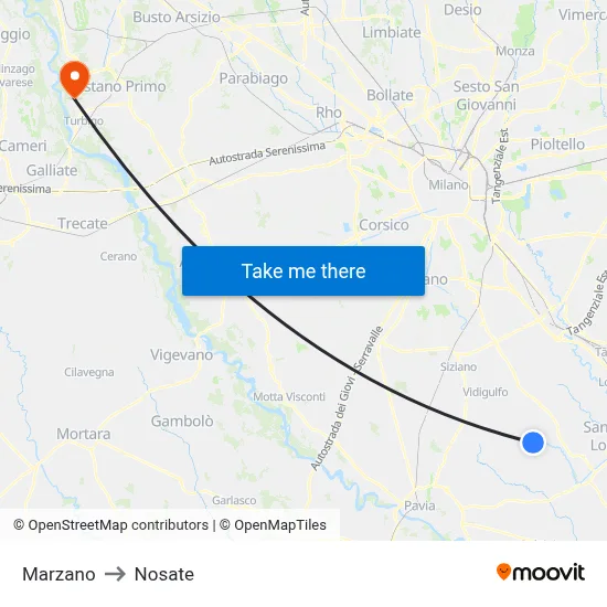 Marzano to Nosate map