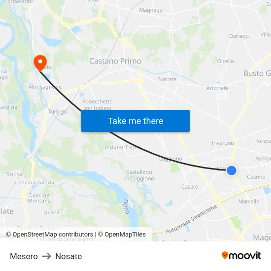 Mesero to Nosate map