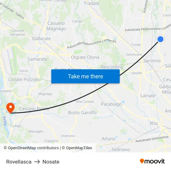 Rovellasca to Nosate map