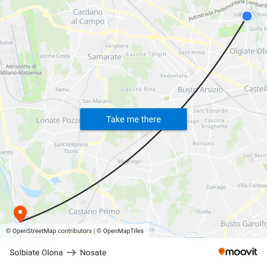 Solbiate Olona to Nosate map