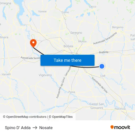Spino D' Adda to Nosate map
