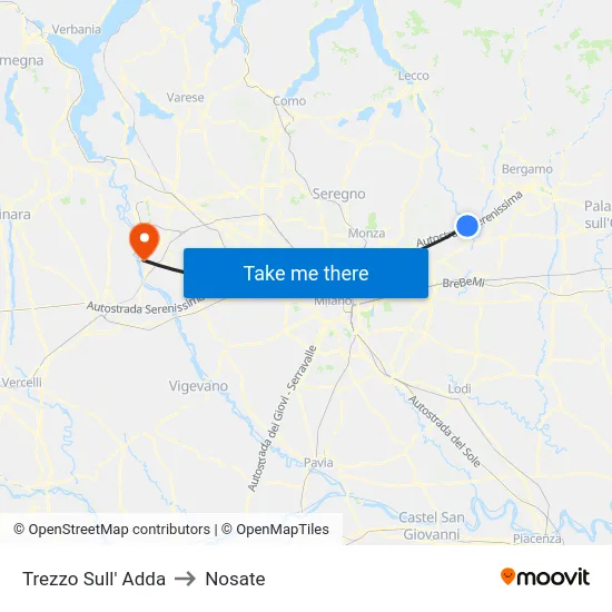 Trezzo Sull' Adda to Nosate map