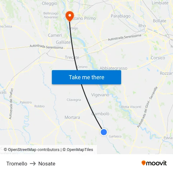 Tromello to Nosate map