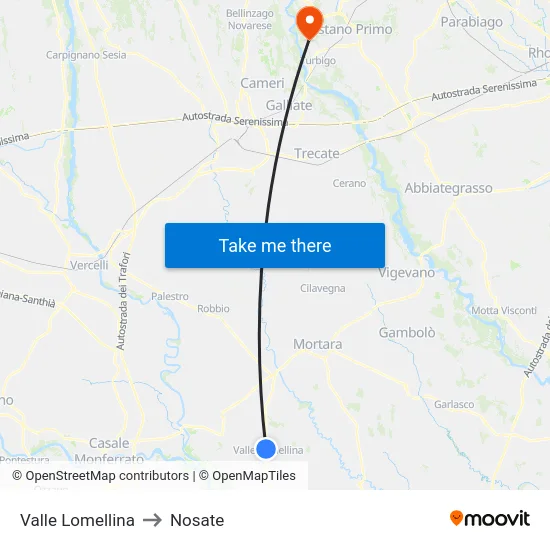 Valle Lomellina to Nosate map