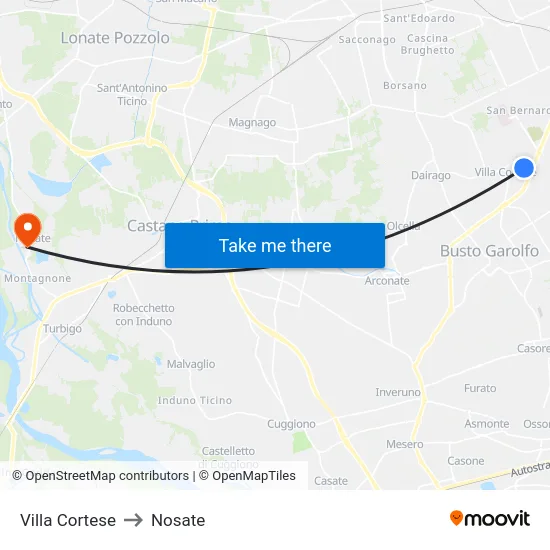 Villa Cortese to Nosate map