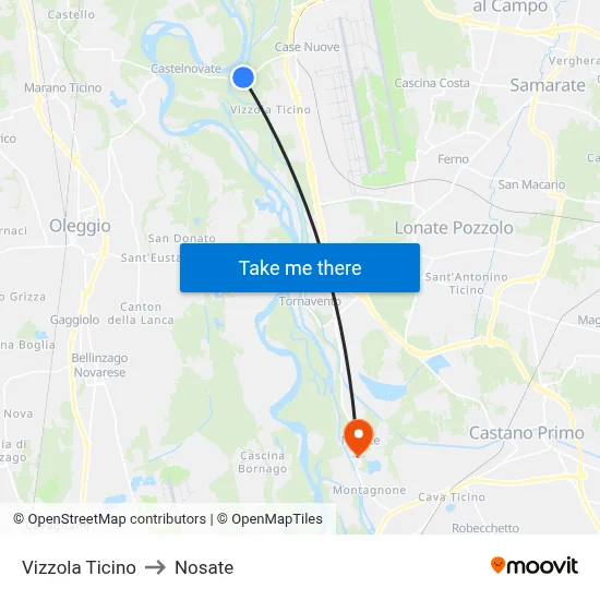Vizzola Ticino to Nosate map