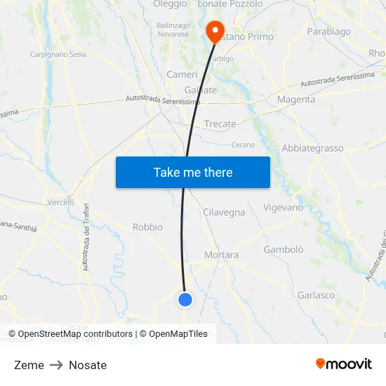 Zeme to Nosate map