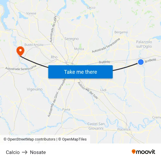 Calcio to Nosate map