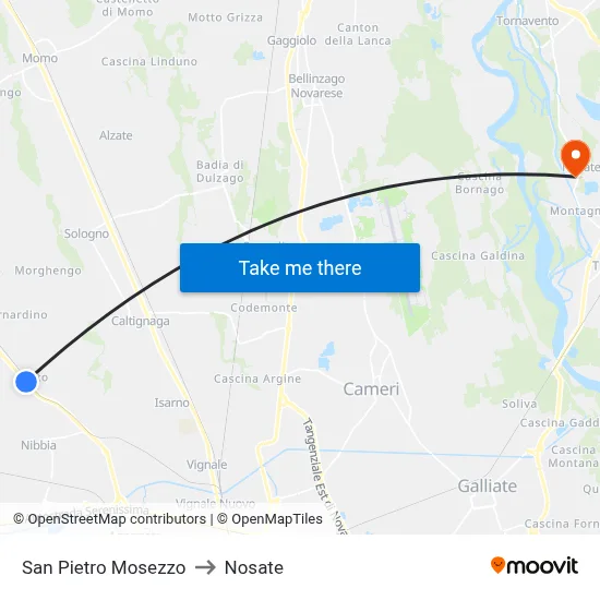 San Pietro Mosezzo to Nosate map