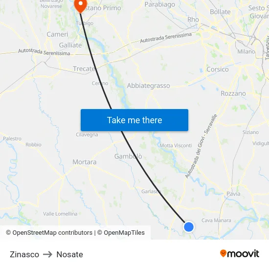 Zinasco to Nosate map