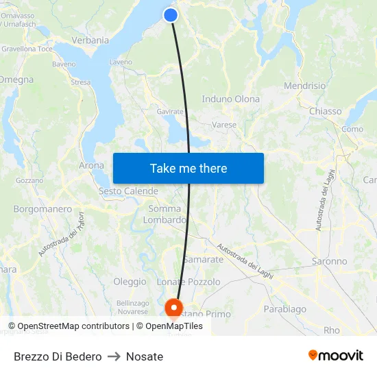 Brezzo Di Bedero to Nosate map