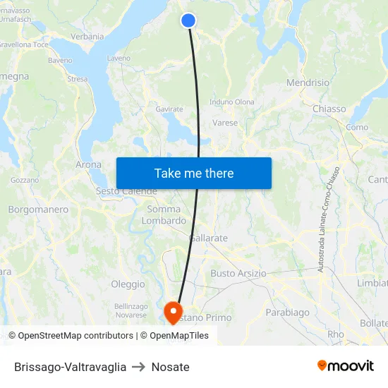 Brissago-Valtravaglia to Nosate map
