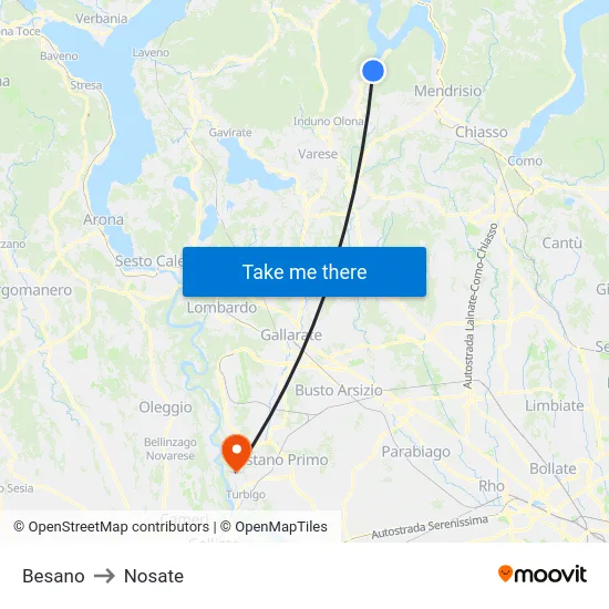 Besano to Nosate map