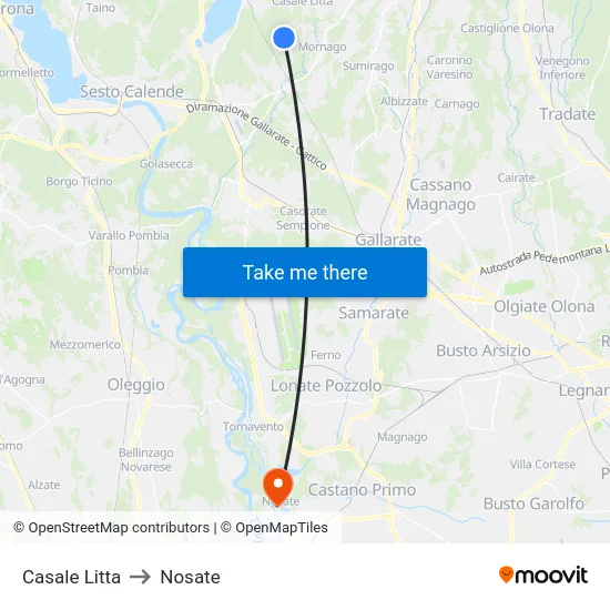 Casale Litta to Nosate map