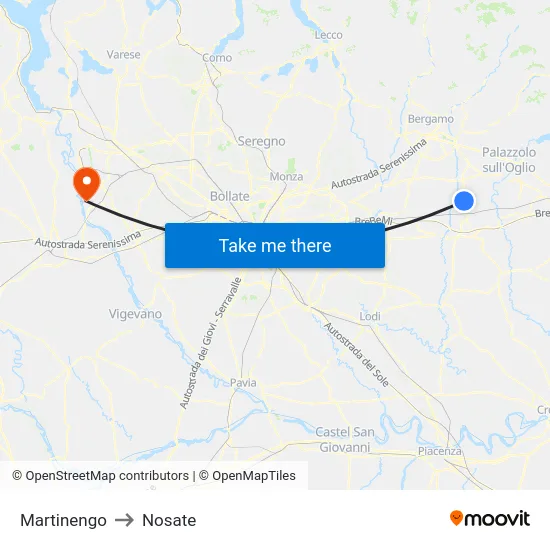 Martinengo to Nosate map