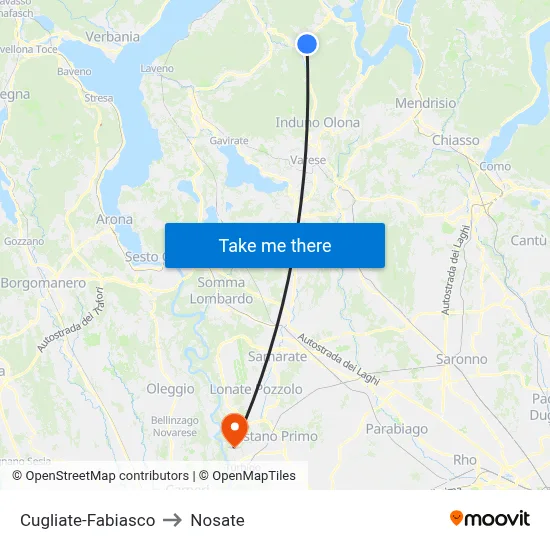 Cugliate-Fabiasco to Nosate map