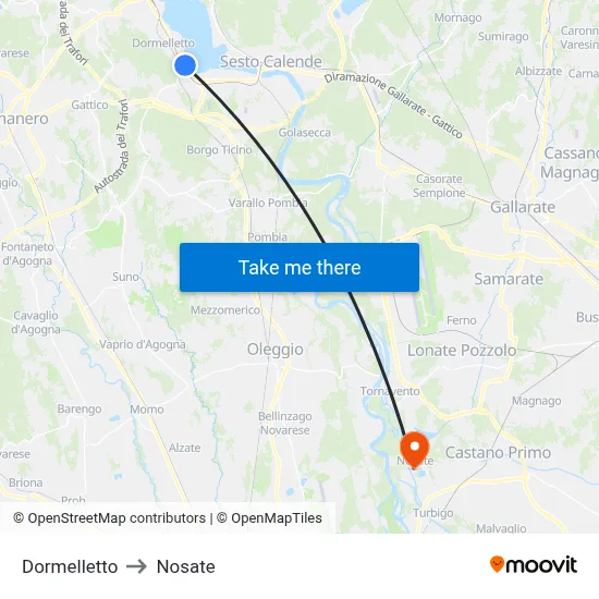 Dormelletto to Nosate map