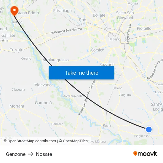 Genzone to Nosate map