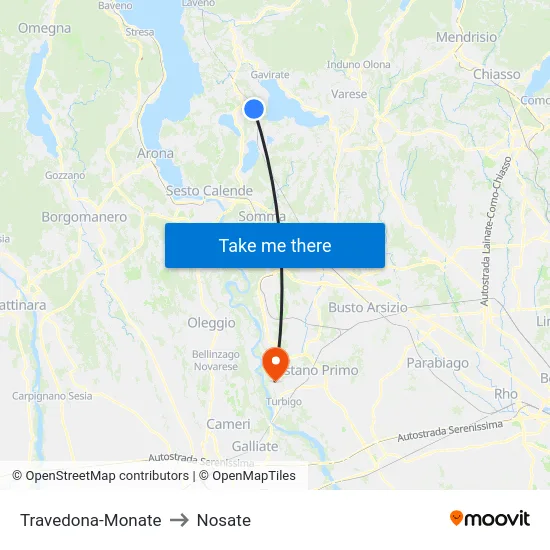 Travedona-Monate to Nosate map