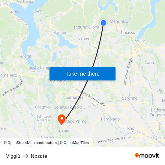Viggiù to Nosate map