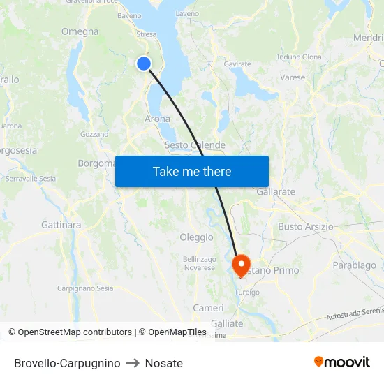 Brovello-Carpugnino to Nosate map