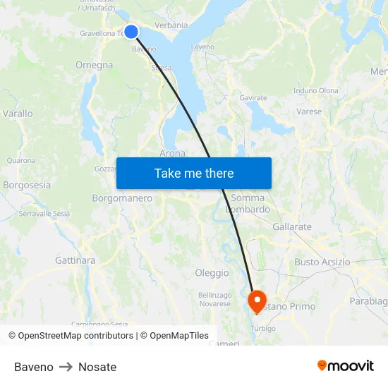 Baveno to Nosate map