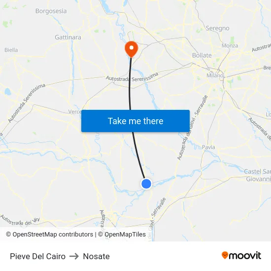Pieve Del Cairo to Nosate map