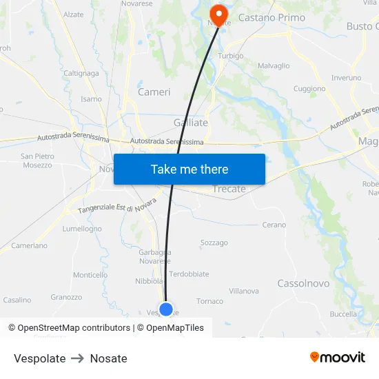 Vespolate to Nosate map