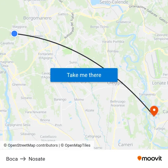 Boca to Nosate map