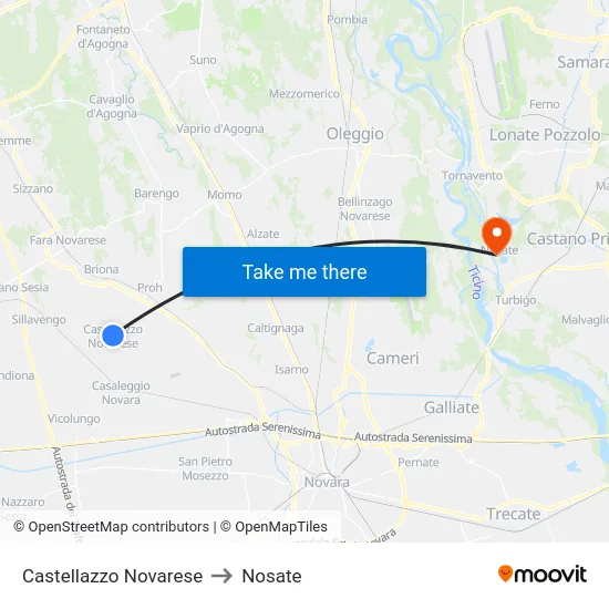 Castellazzo Novarese to Nosate map