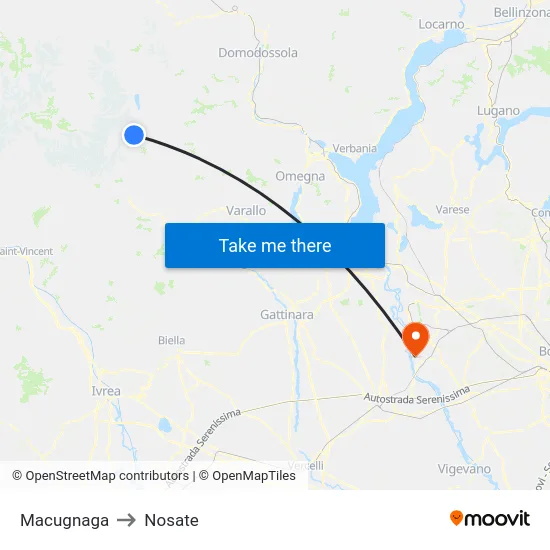 Macugnaga to Nosate map