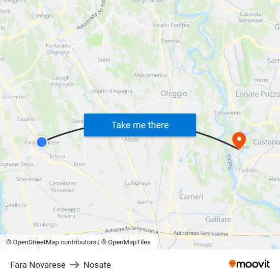 Fara Novarese to Nosate map