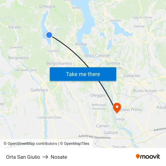 Orta San Giulio to Nosate map