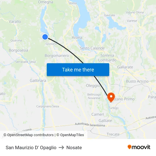 San Maurizio D' Opaglio to Nosate map