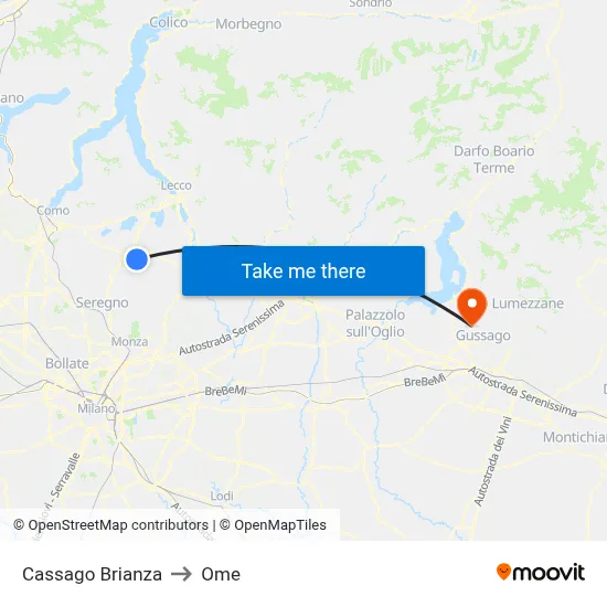 Cassago Brianza to OME map