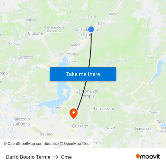 Darfo Boario Terme to Ome map