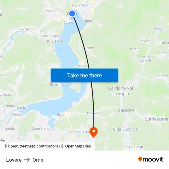 Lovere to Ome map