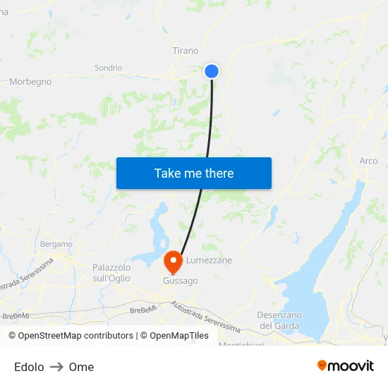 Edolo to Ome map