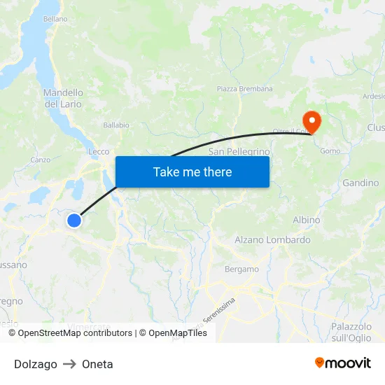 Dolzago to Oneta map