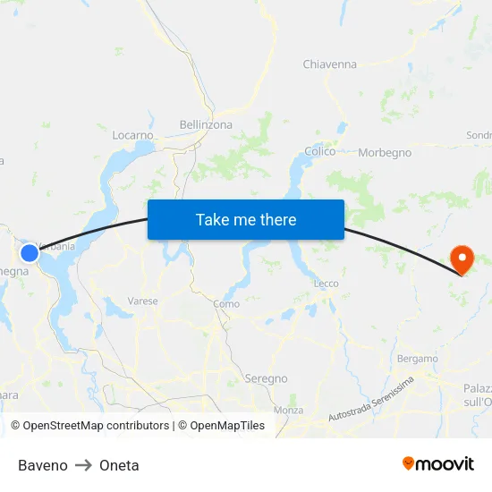 Baveno to Oneta map
