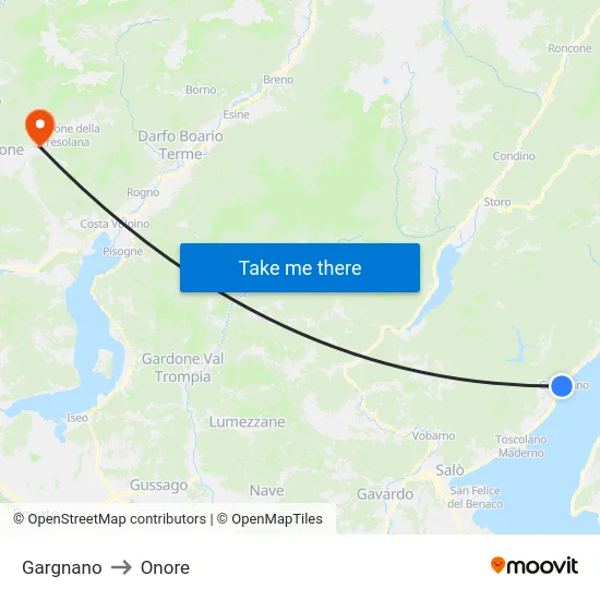 Gargnano to Onore map