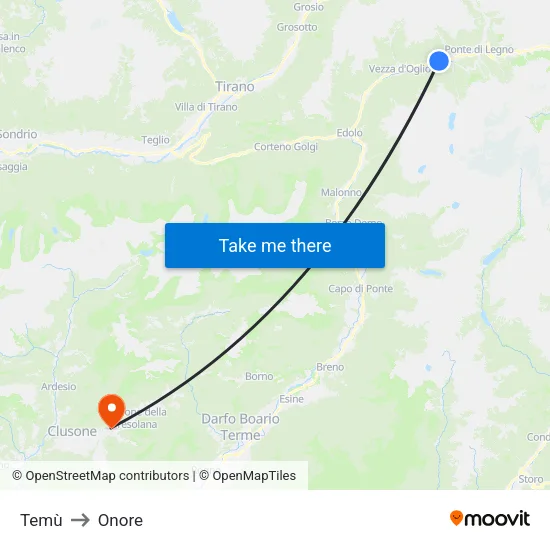 Temù to Onore map