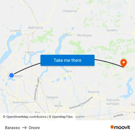 Barasso to Onore map
