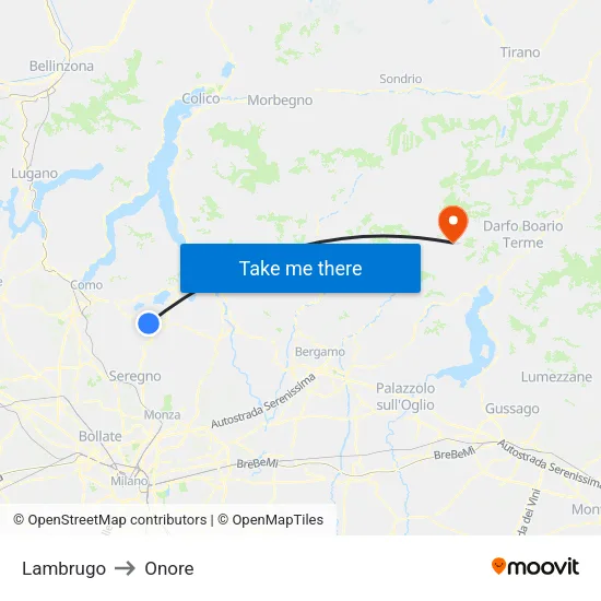 Lambrugo to Onore map